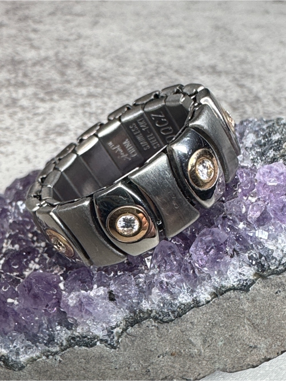 Speidel Stainless Steel 14 kt DQCZ Ring Size 7 Unisex
